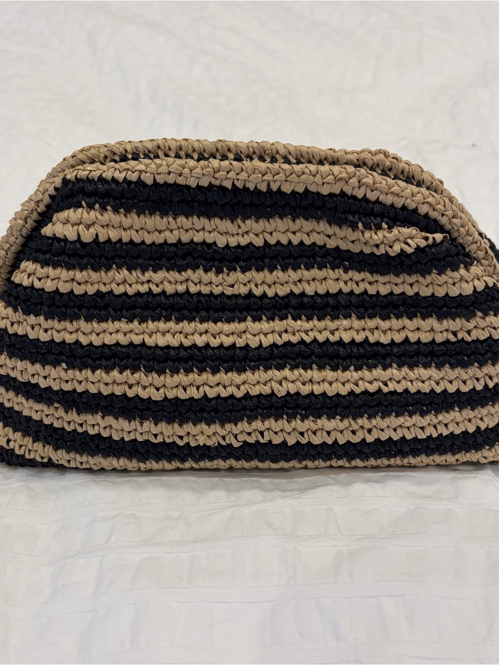 NWT J.Crew Portofino Handknotted Clutch in Stripe - Natural Black - Picture 4 of 5